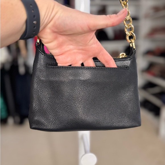 Michael Kors Black Crossbody Pebbled Leather Bag with Gleaming Gold Hardware - Picture 8 of 10